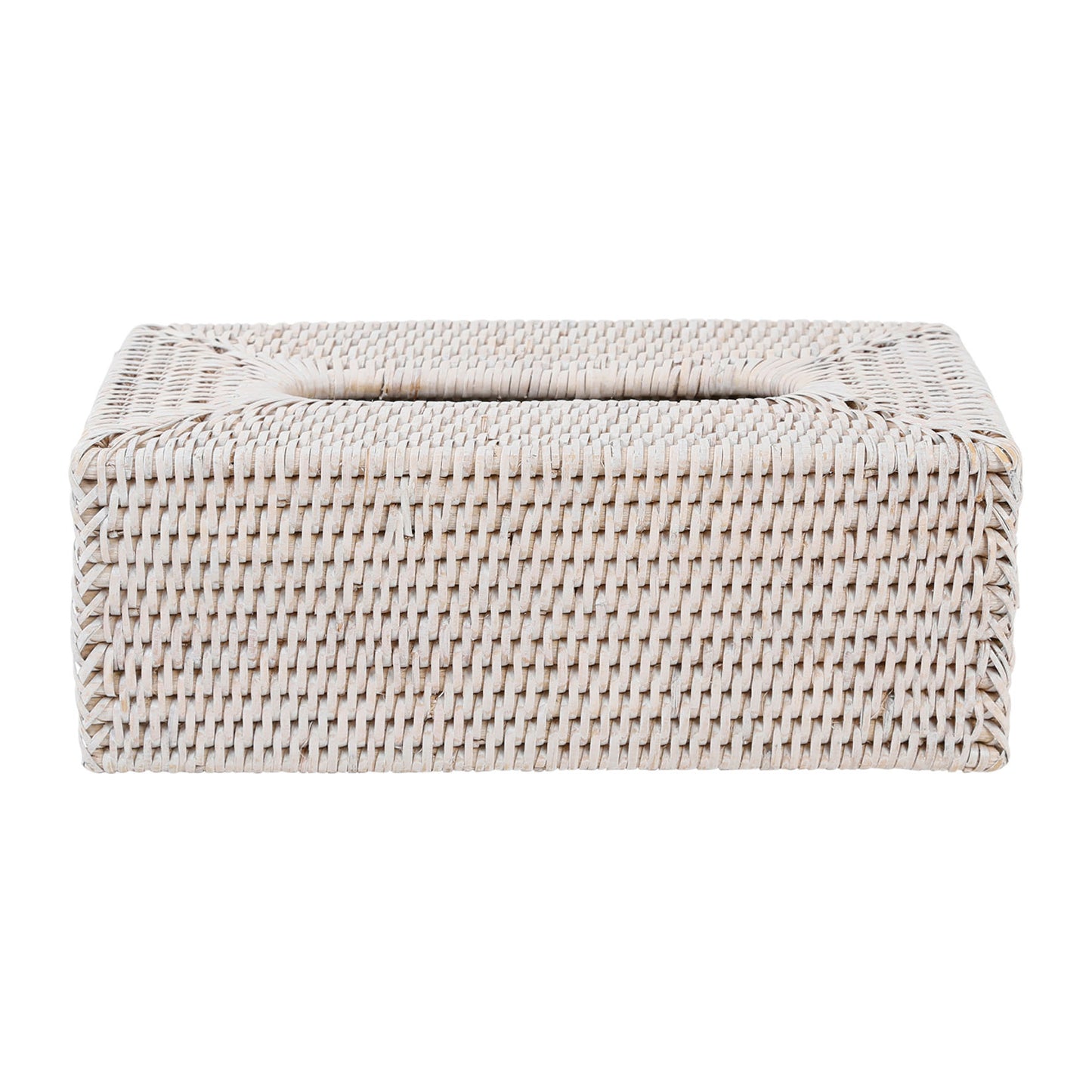 White rattan tissue box