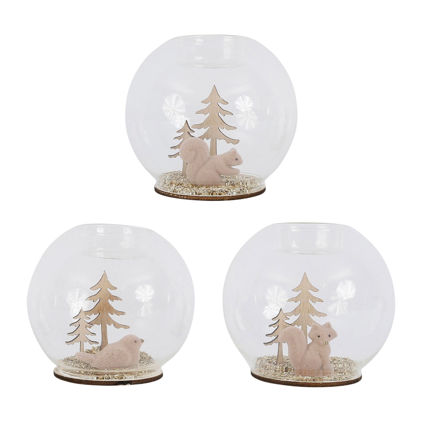 Set of 3 festive tealight holders
