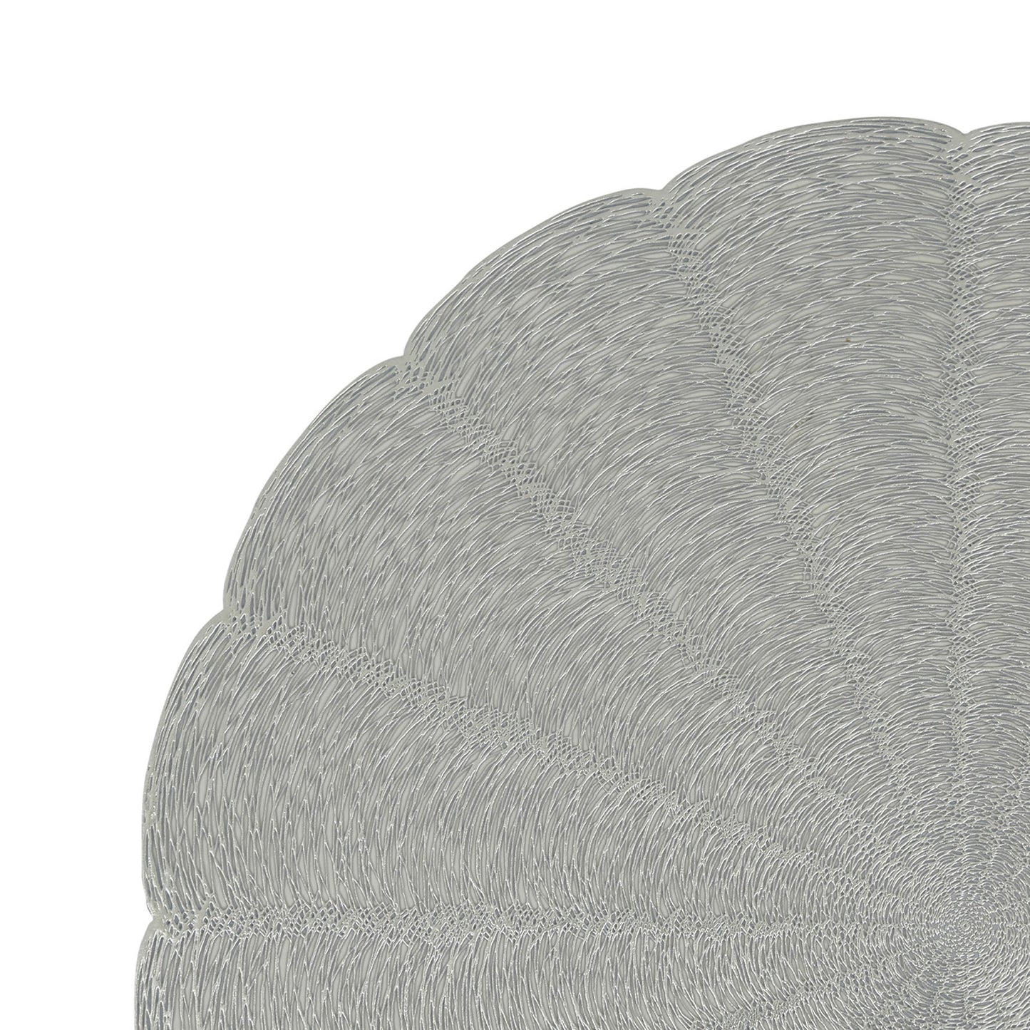 Round scalloped silver placemat