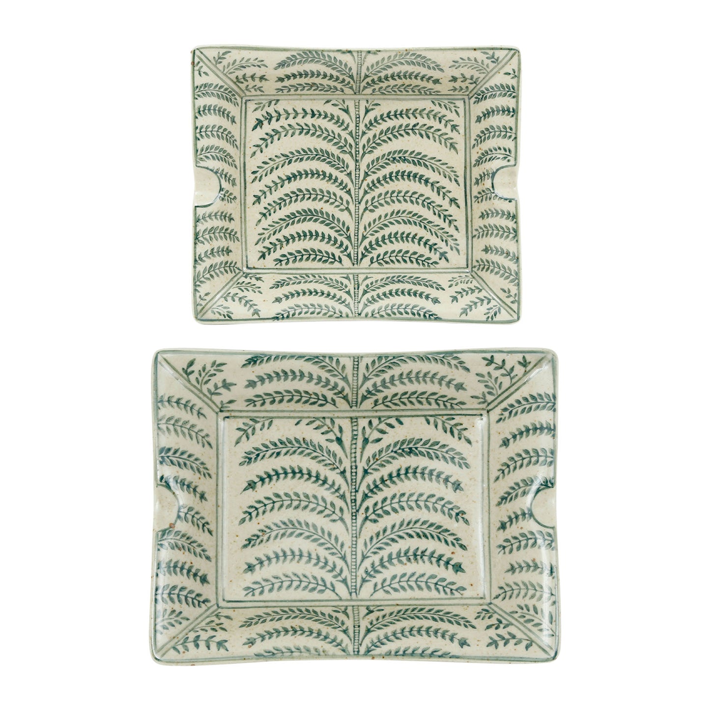 Fern patterned decorative ashtray, set of 2