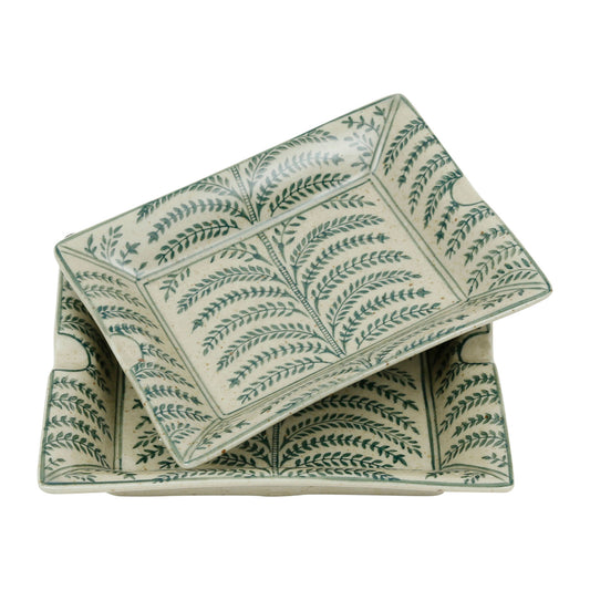 Fern patterned decorative ashtray, set of 2
