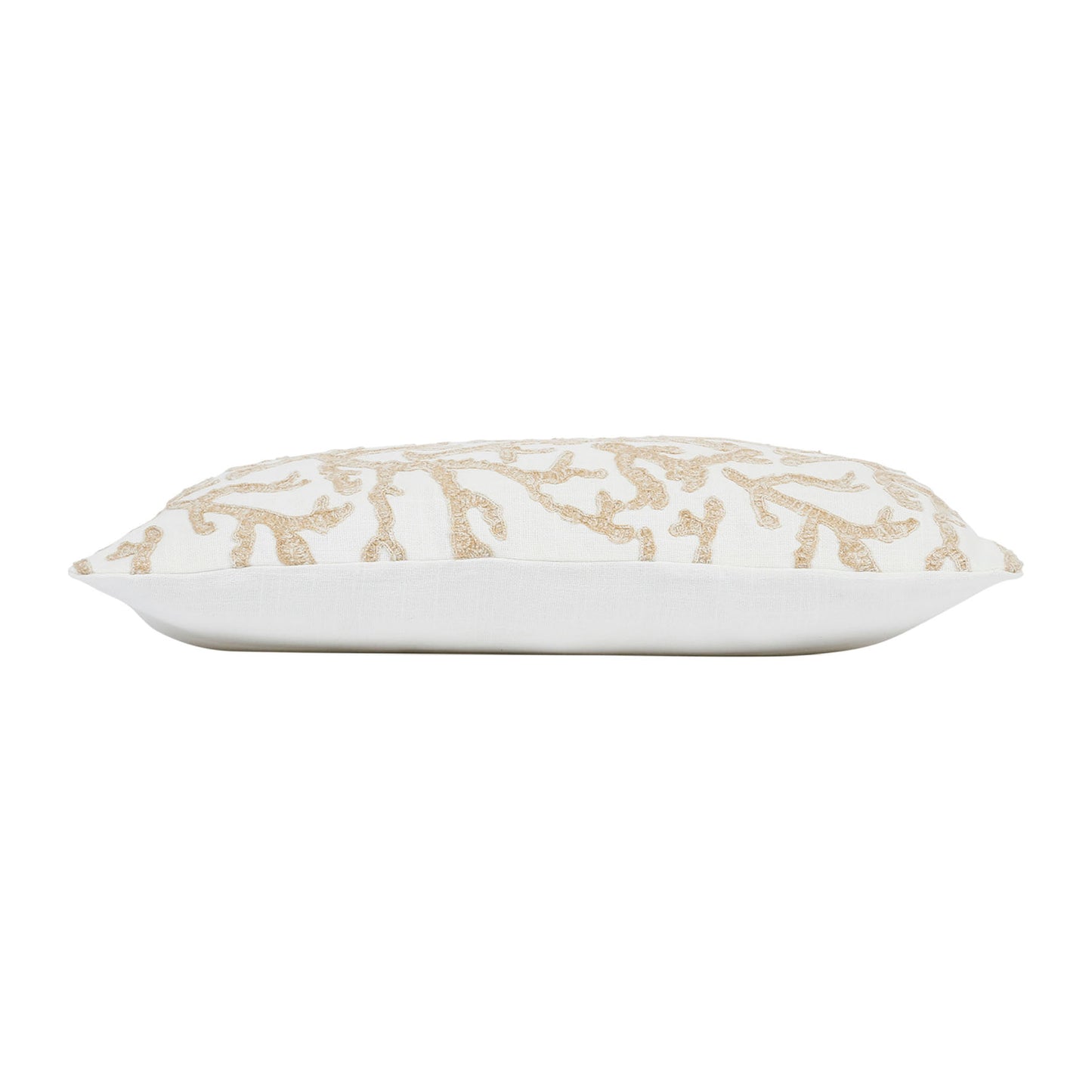 Embroidered coral motif cushion, 50x30cm