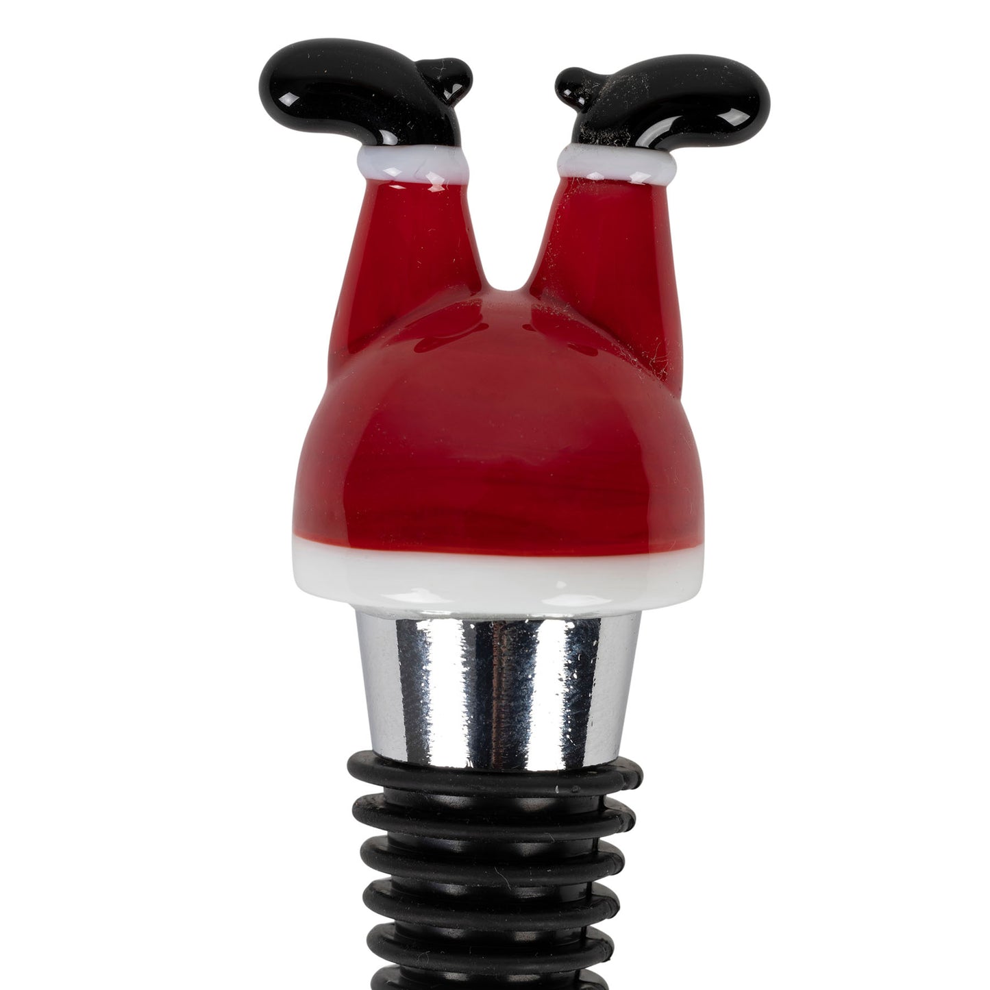 Set of Christmas Wine Glass Charms and Bottle Stopper