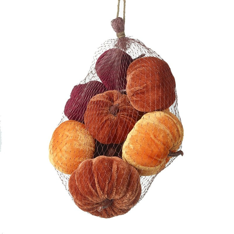 Bag of nine velvet pumpkins
