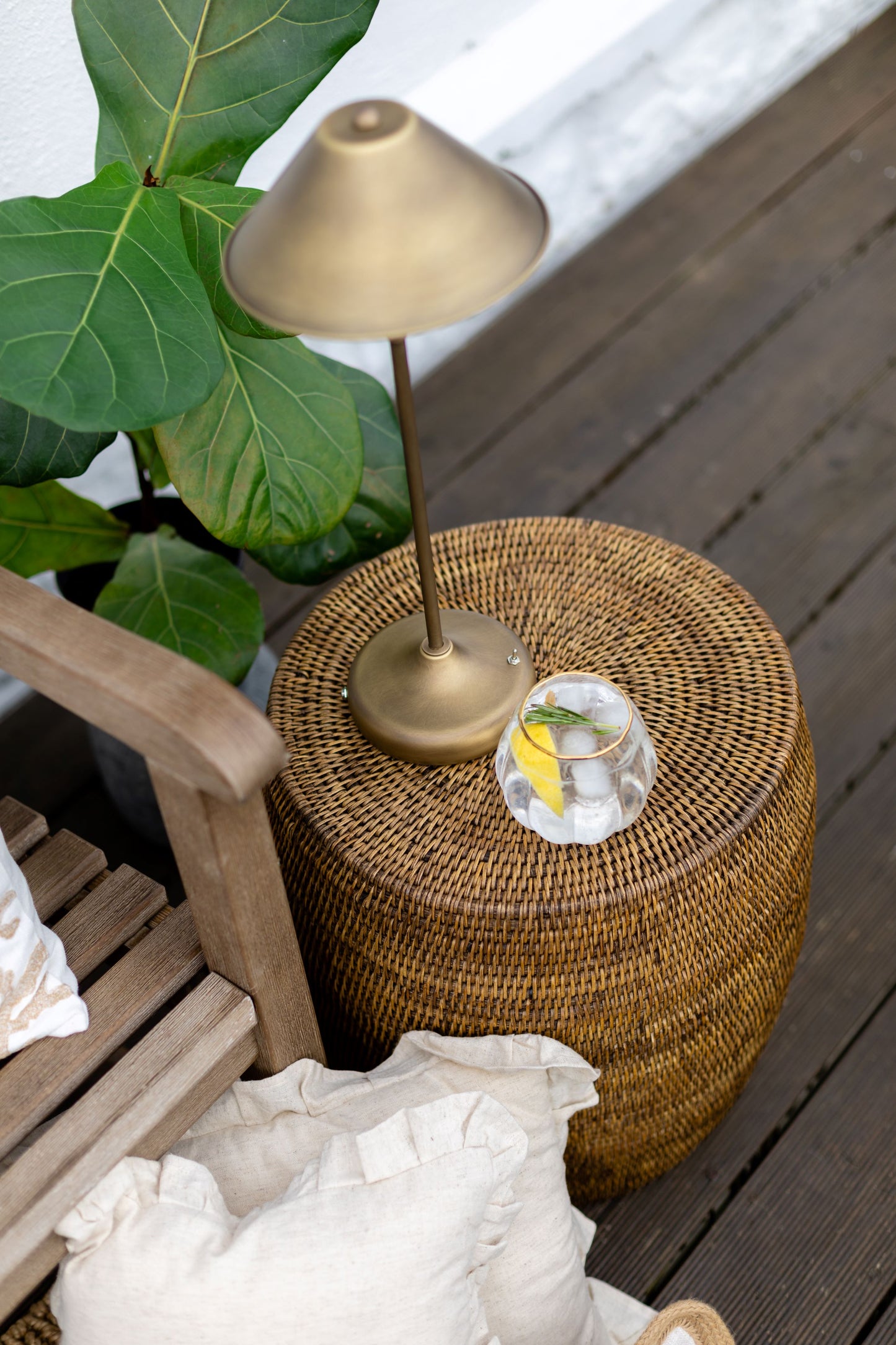 Rattan side table