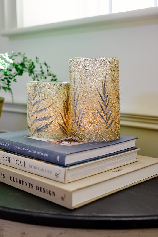 Sparkling Grey and Gold Candle Holder Large