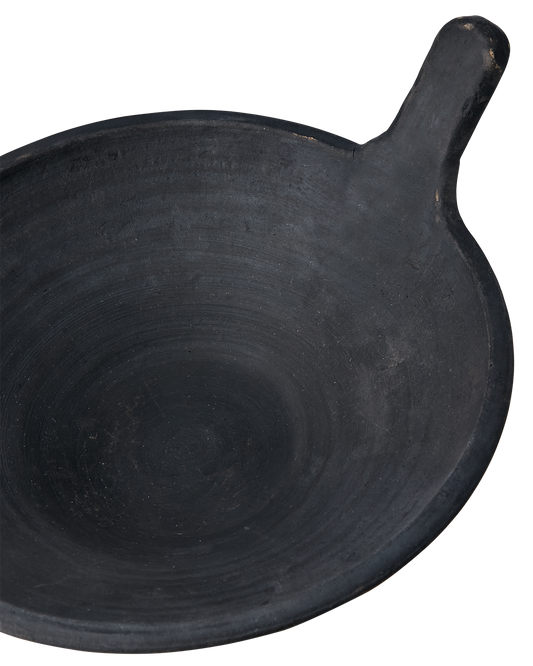 Large decorative terracotta bowl with handle