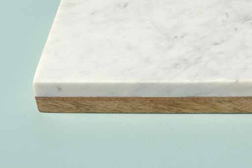 White marble & wood reversible rectangular board
