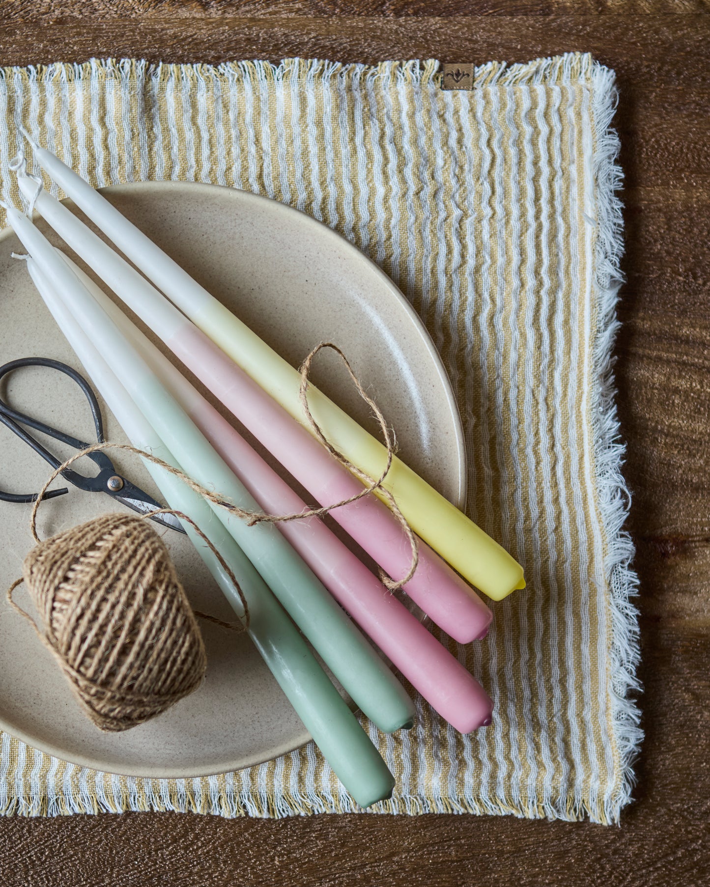 Coloured candles, green - Set of 2