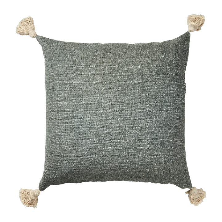 Tasselled cotton cushion, 50x50