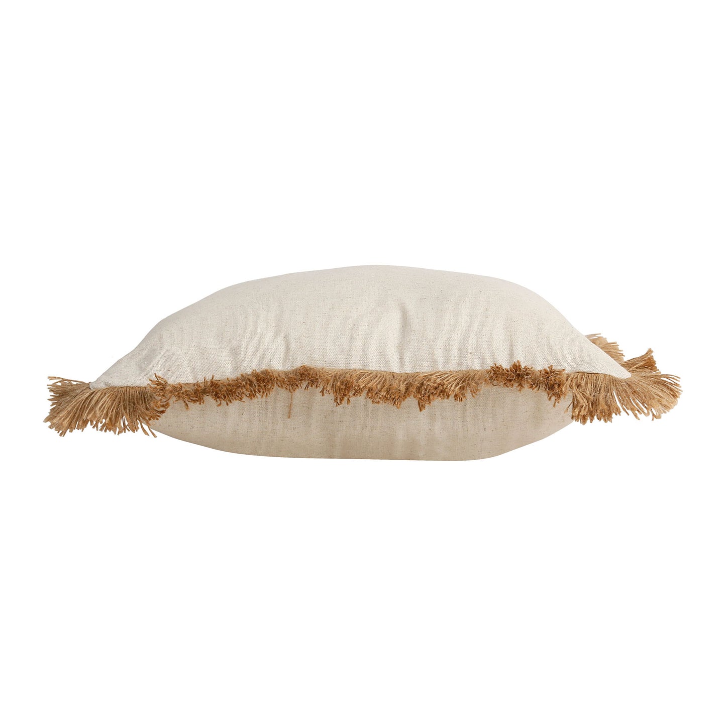 Fringed linen cushion, 45x45cm