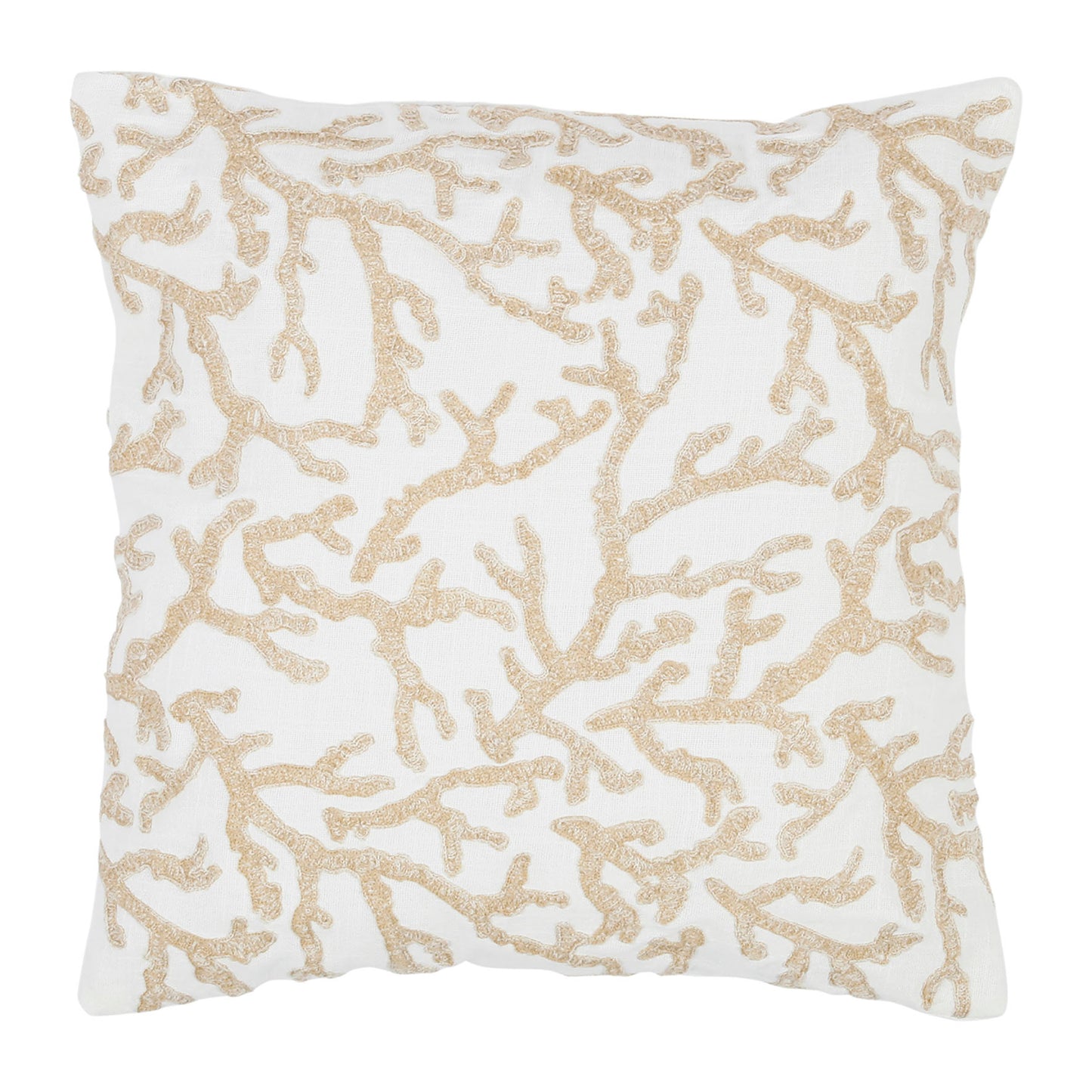 Embroidered coral motif cushion, 45x45cm