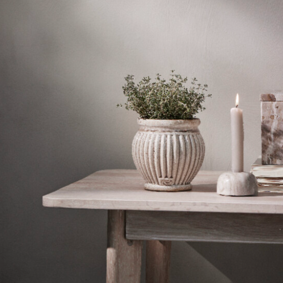 Grecian handcut ceramic planter, grey