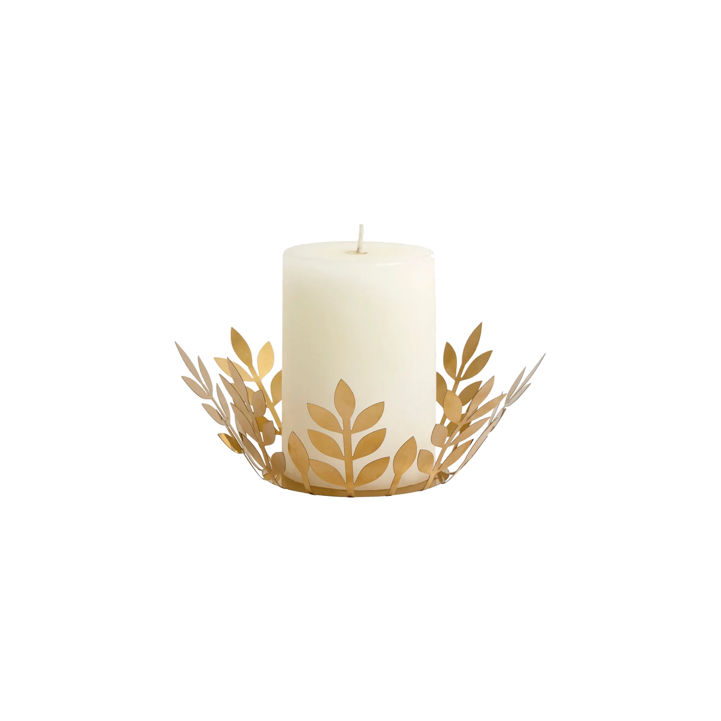 Metallic branch stencil candle holder