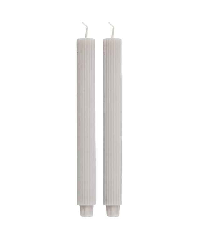 Lilac-grey textured candles, set of 2