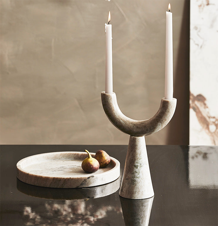 Marble sculptural candle holder