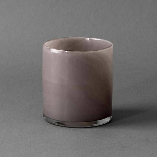 Medium blown glass candle holder, dusky purple