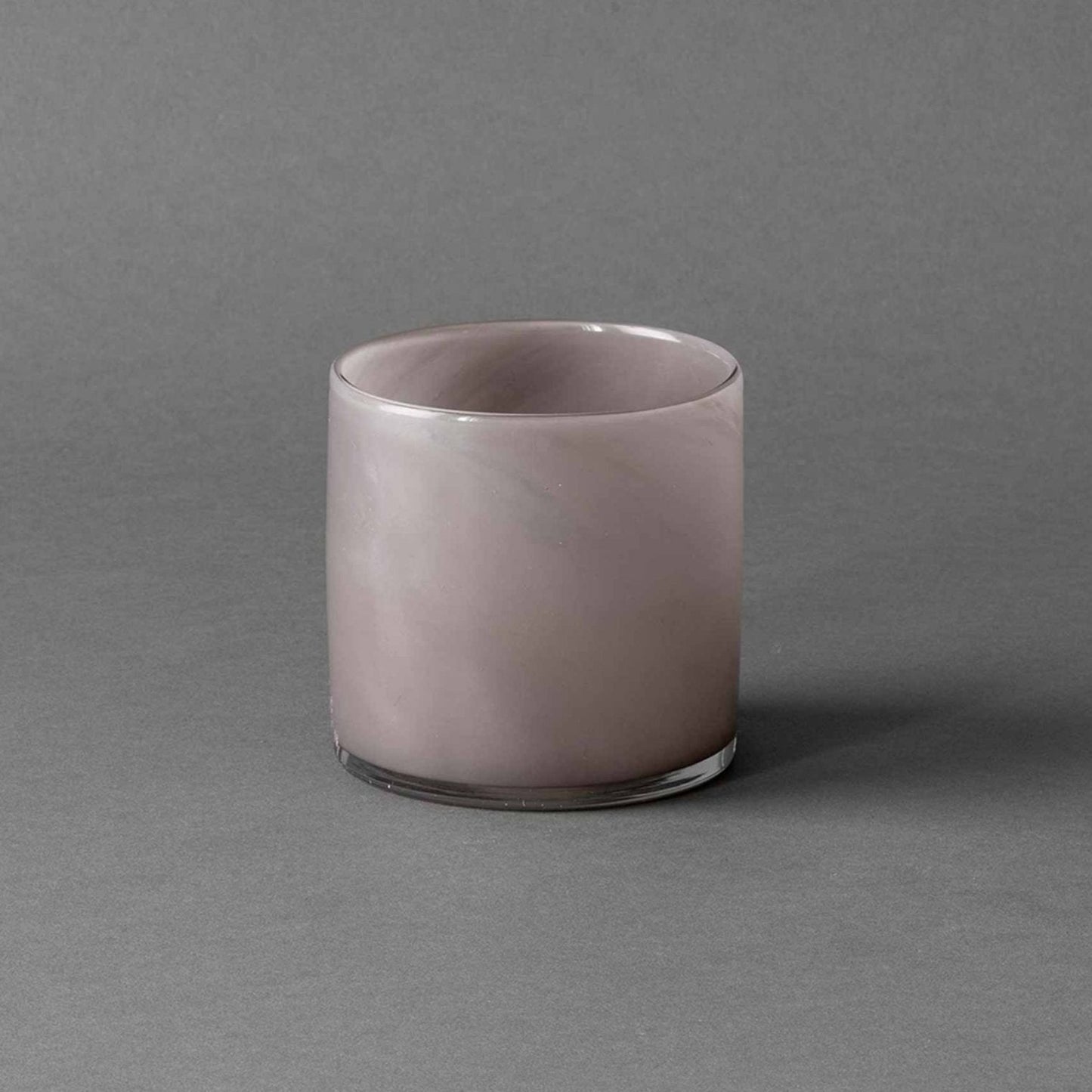 Small blown glass candle holder, dusky purple