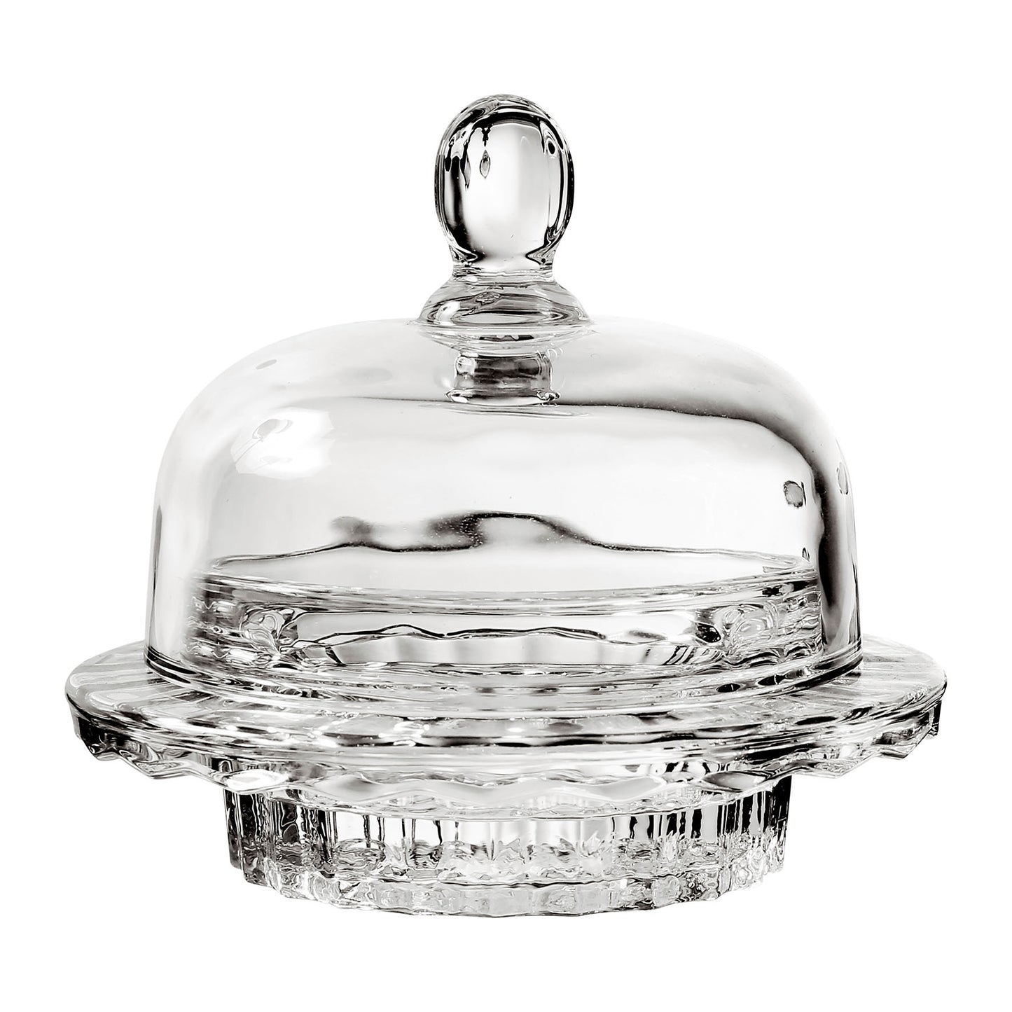 Round glass butter dish