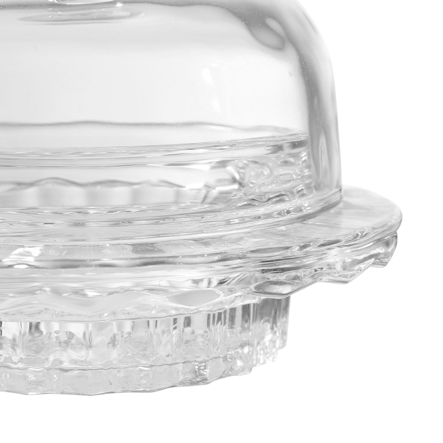 Round glass butter dish