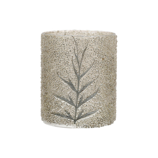 Small sparkling grey and silver candle holder