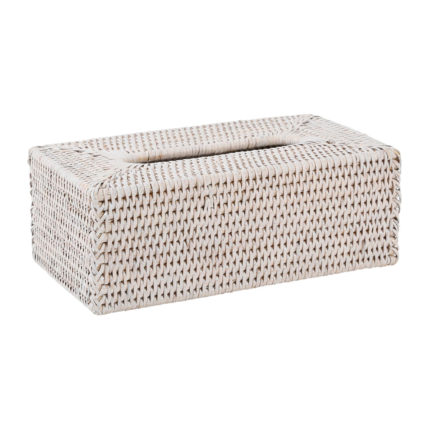White rattan tissue box