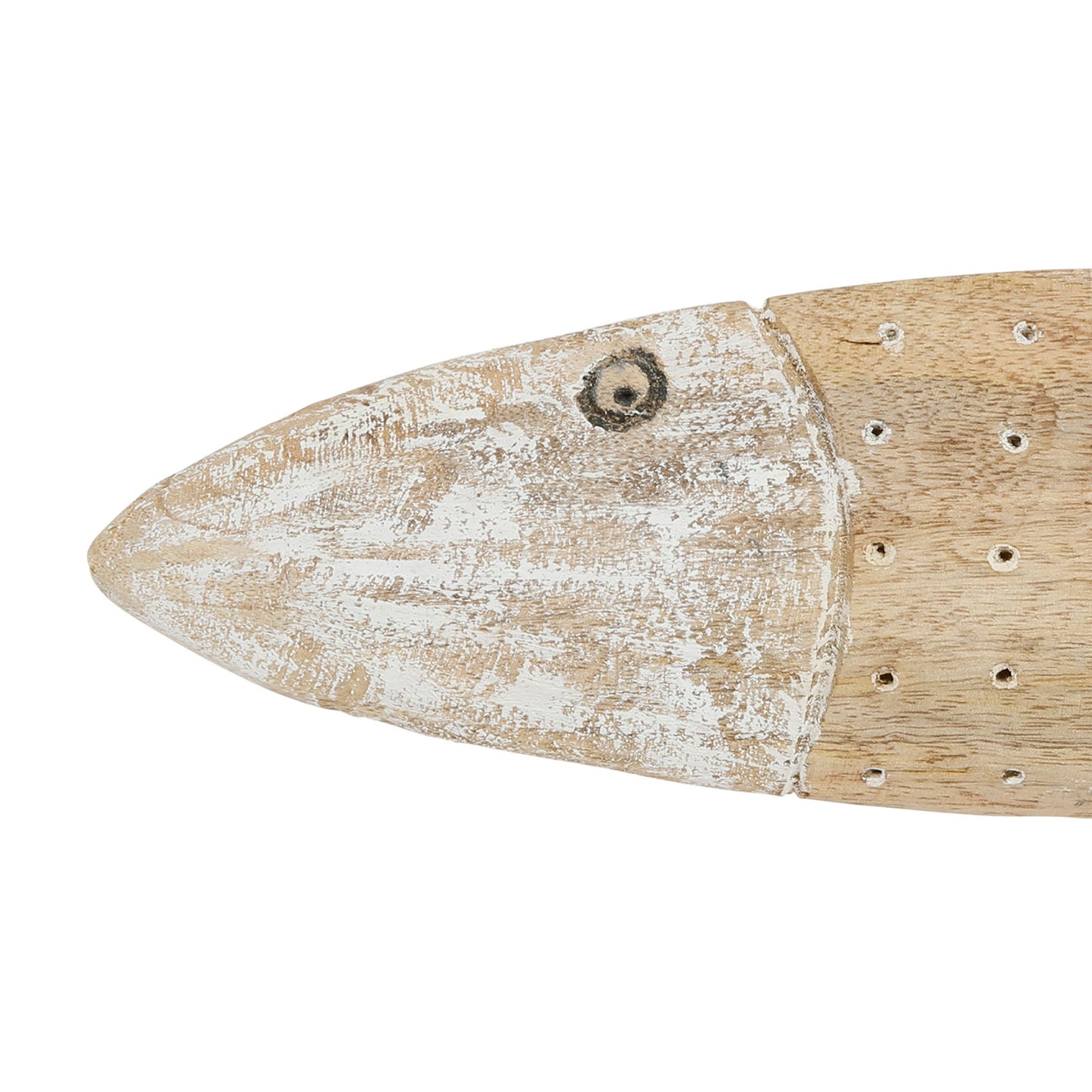 Tall decorative fish in natural mango wood & white painted finish