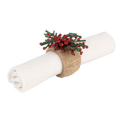 Festive Holly Beaded Circular Napkin Ring