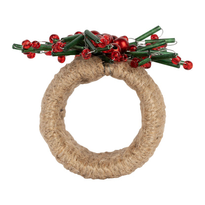 Festive Holly Beaded Circular Napkin Ring
