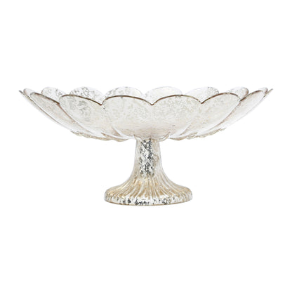 Metallic Glass Cake Dish with Stem Base