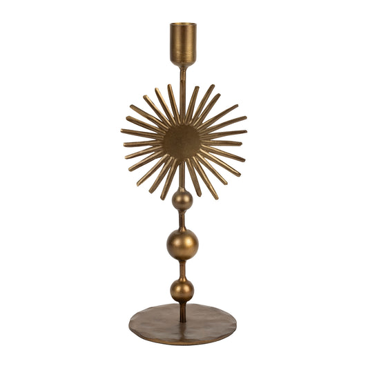 Gold sunburst candle holder, large