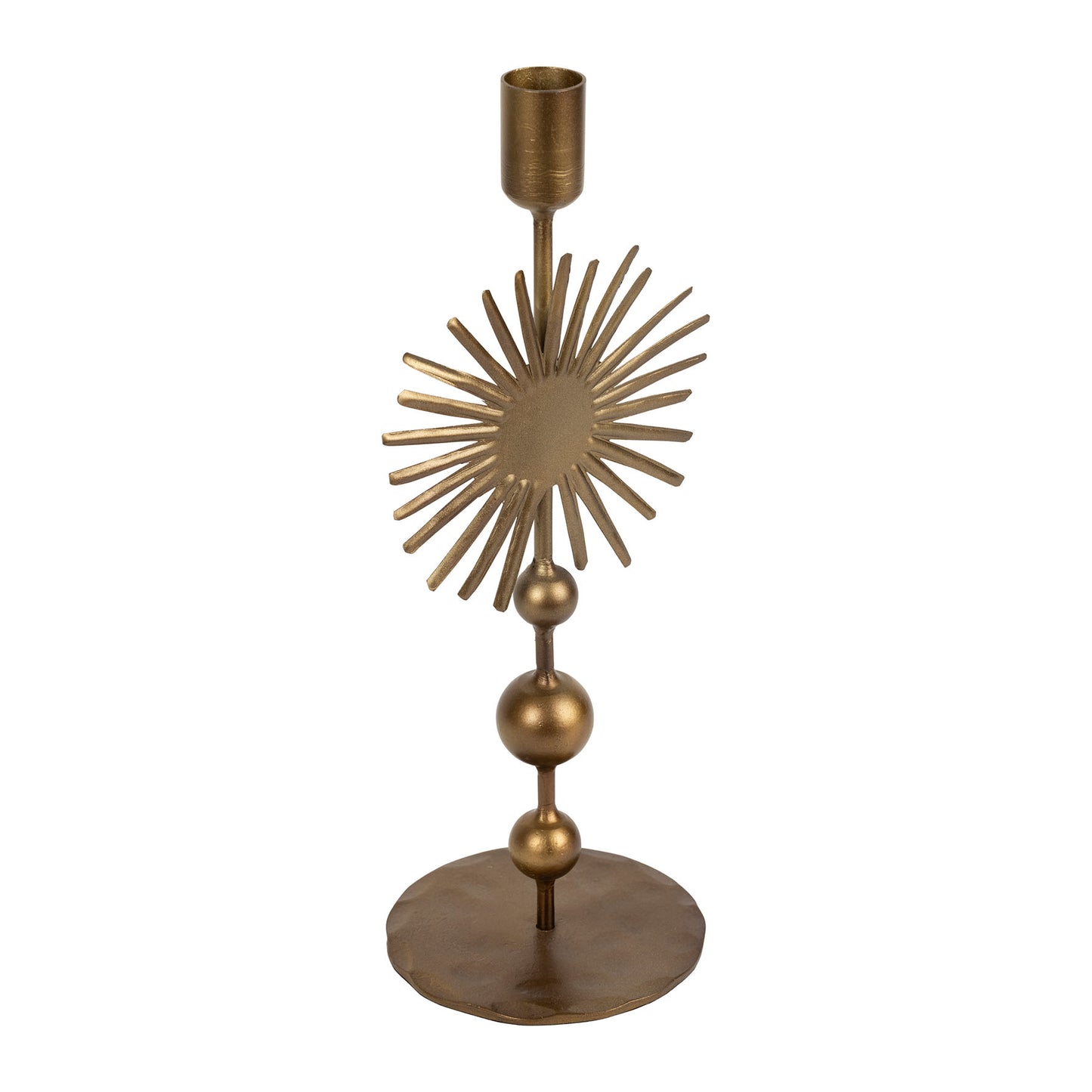 Gold sunburst candle holder, large