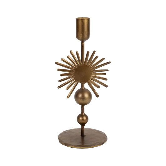 Gold sunburst candle holder, medium