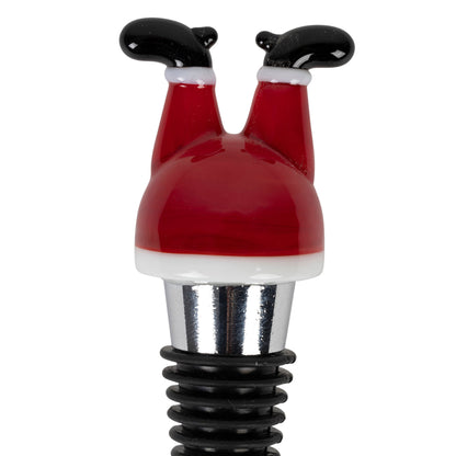 Set of Christmas Wine Glass Charms and Bottle Stopper