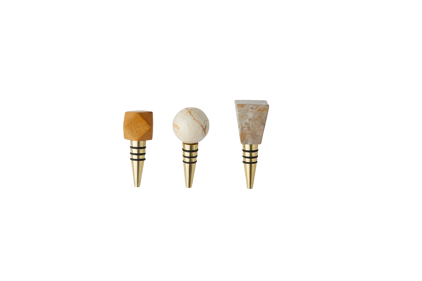 Set of 3 marble bottle stoppers