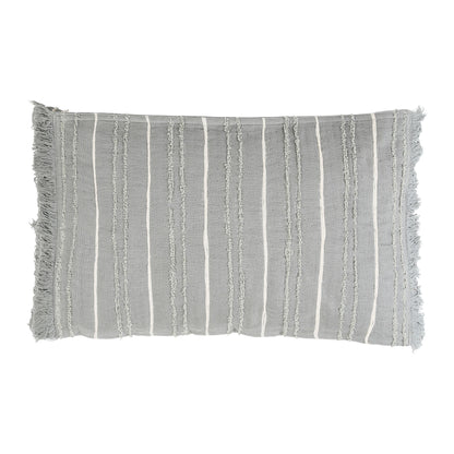 Cotton striped khaki cushion, 50x30cm