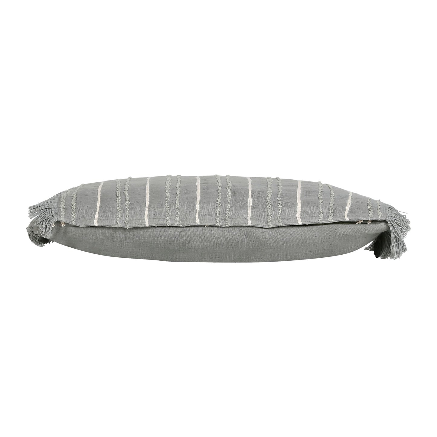 Cotton striped khaki cushion, 50x30cm