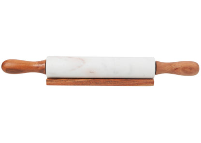 Marble & wood rolling pin with rest