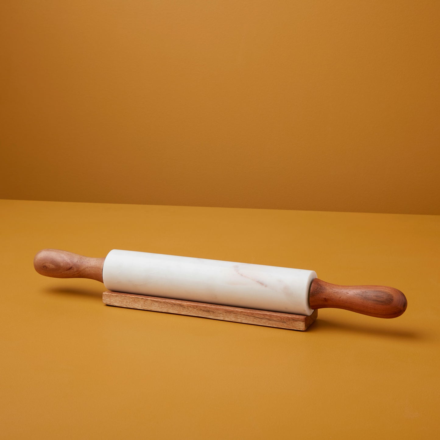 Marble & wood rolling pin with rest