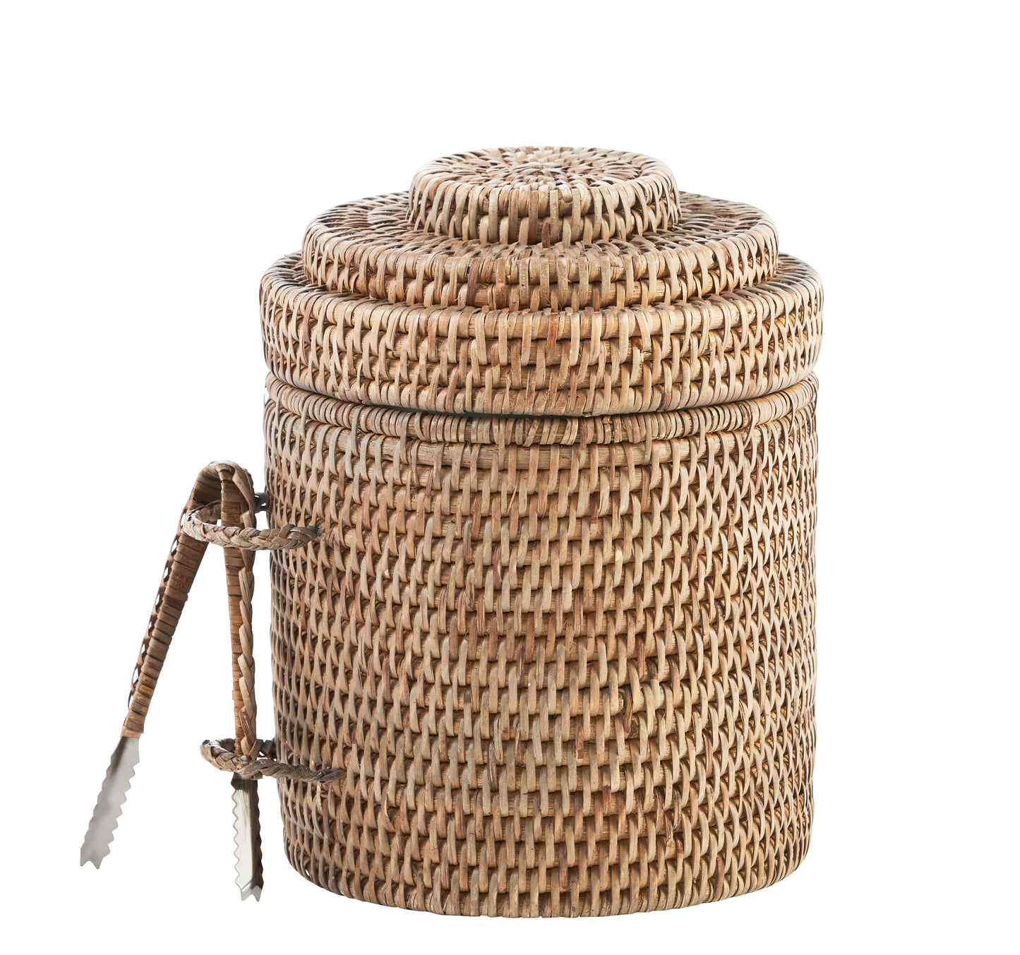 Rattan ice bucket with tongs