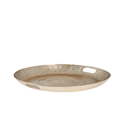 Medium Round Decorative Hammered Gold Tray