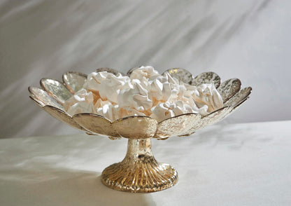 Metallic Glass Cake Dish with Stem Base