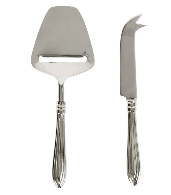 Silver cheese knife set with gift box