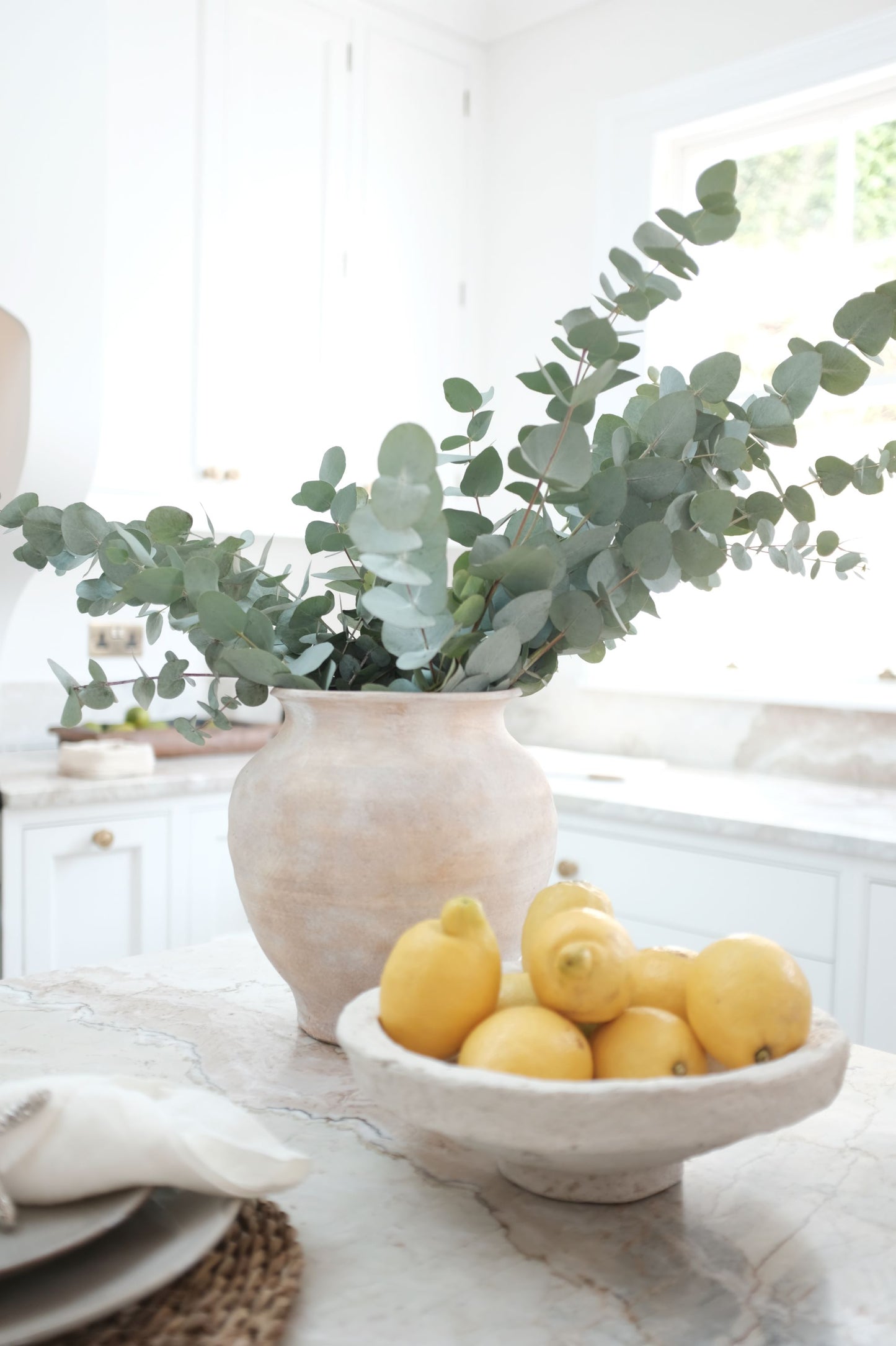 White-washed ceramic planter