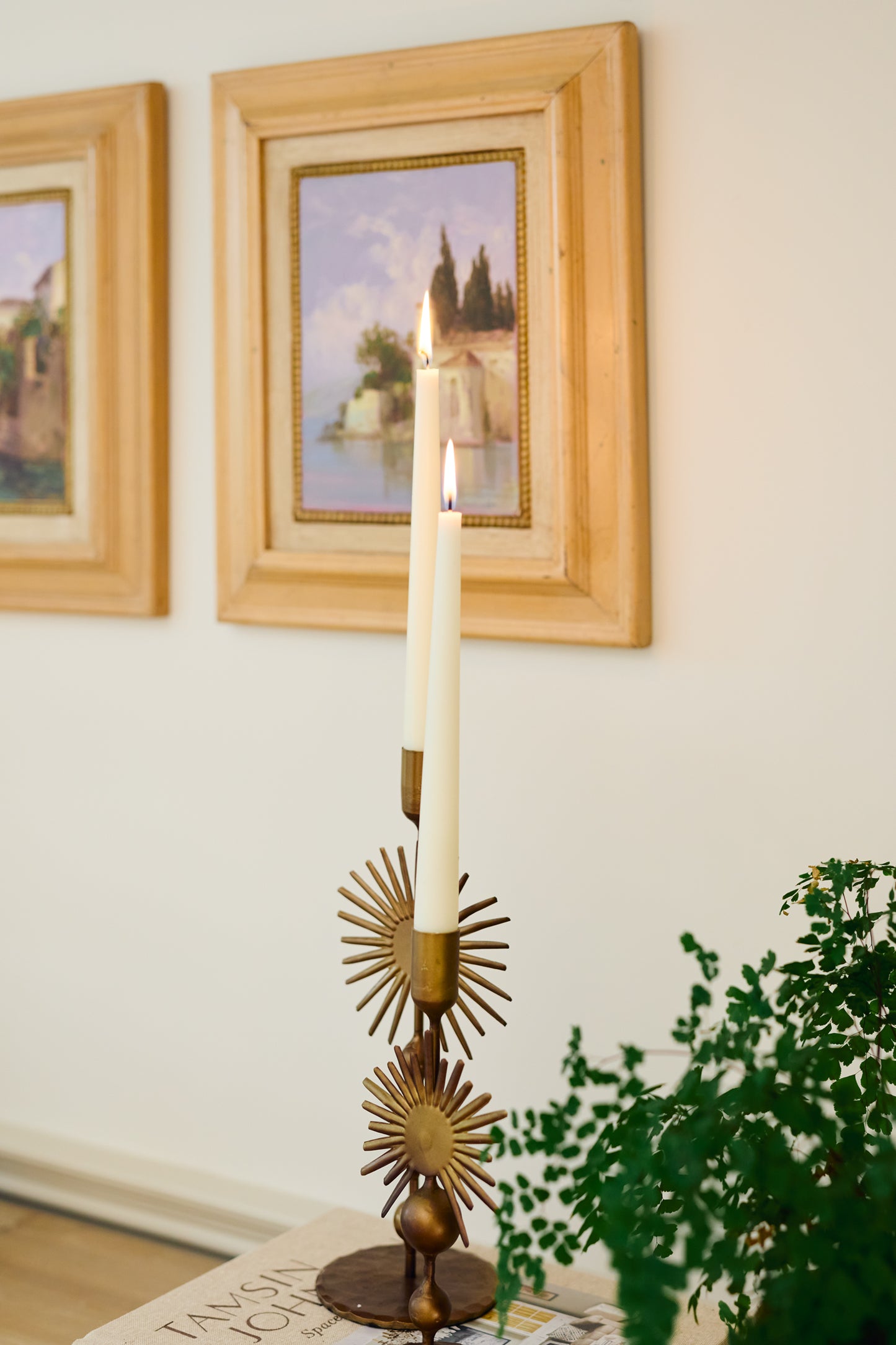 Gold sunburst candle holder, medium