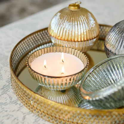 Snowfall Onyx Luster Ornament Candle