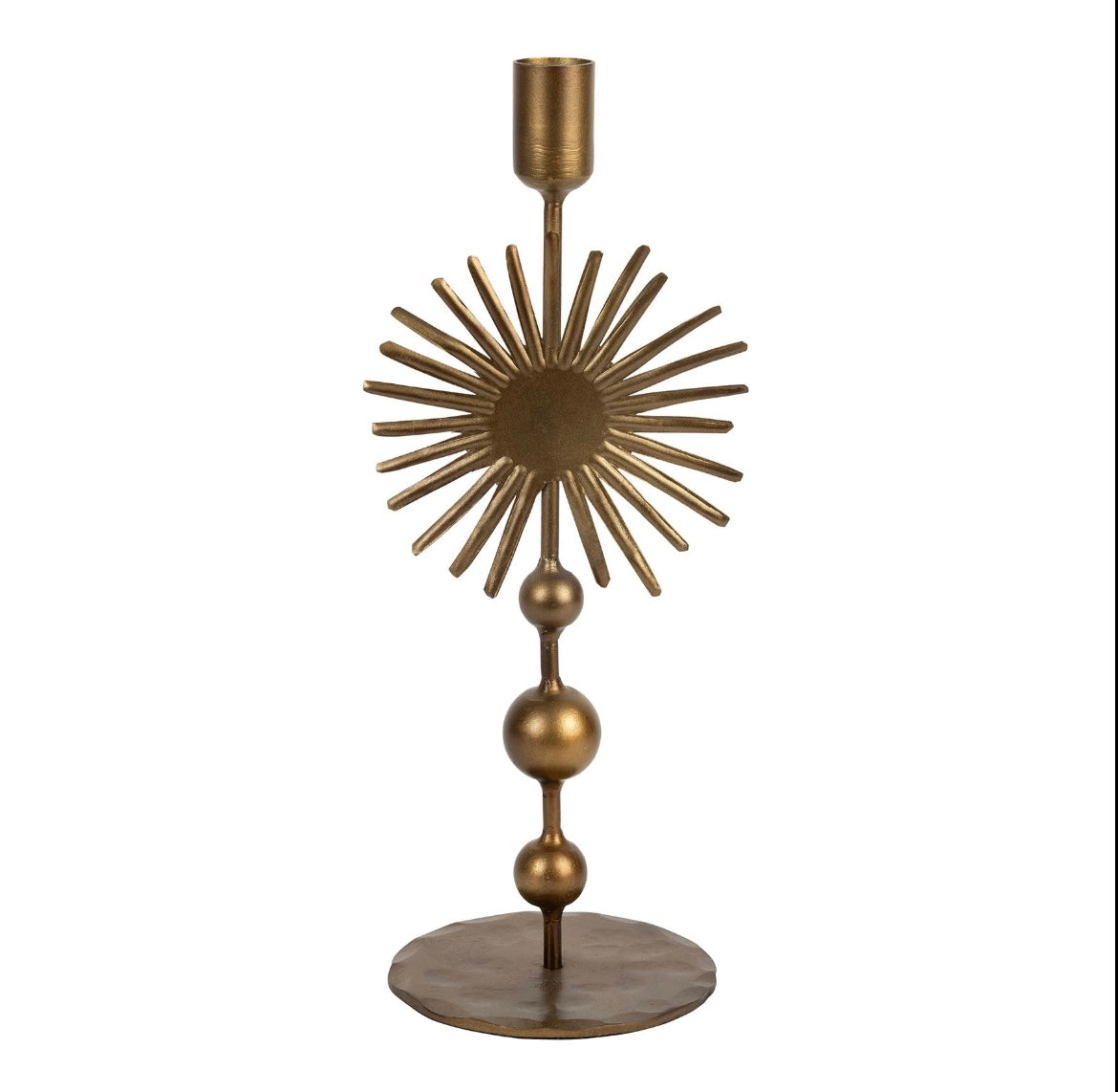 Gold sunburst candle holder, large