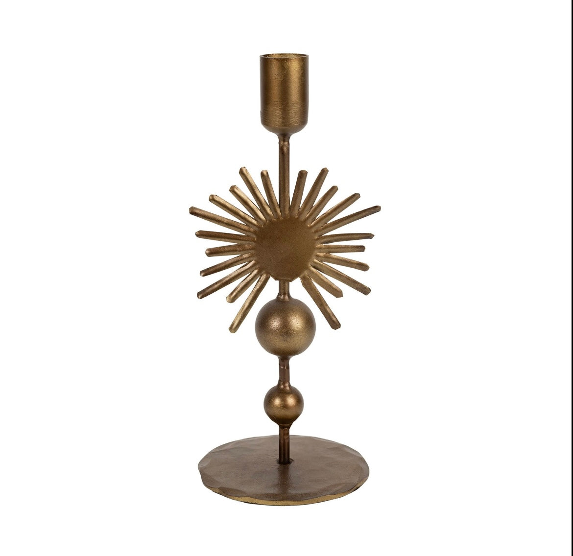 Gold sunburst candle holder, medium