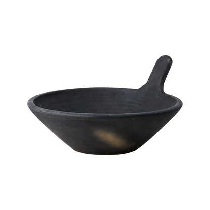 Large decorative terracotta bowl with handle