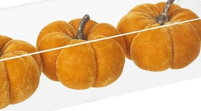 Set of three orange velvet pumpkins